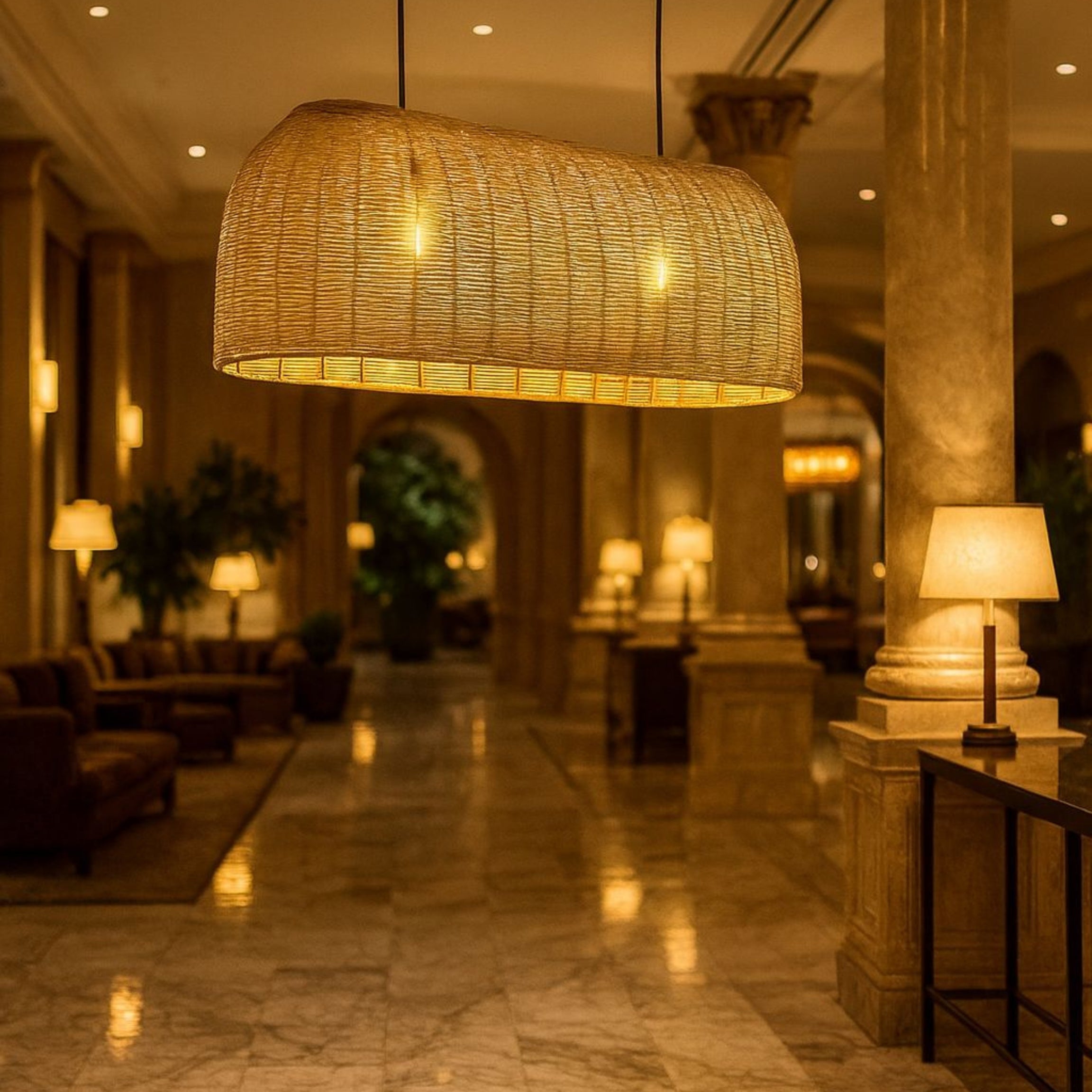 Rattan Hanging Chandelier | Rattan Boho Style Chandelier LP-86